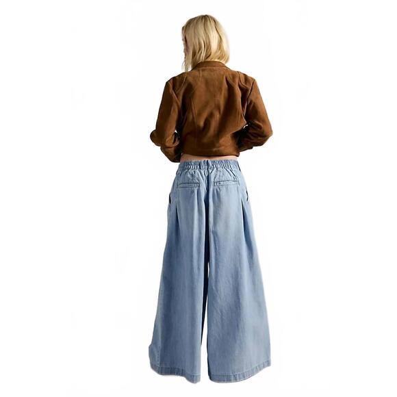 NEW FREE PEOPLE scout wide leg pants in california blue - Picture 3 of 4
